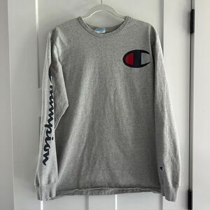 Champion long sleeve crewneck‎ t-shirt, grey, size large